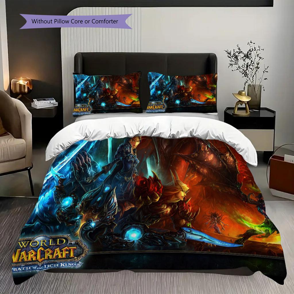 Epic Fantasy Battle Scene Bedding (1 * duvet cover + 2 * pillowcase, without core) 2D Flat Soft and comfortable Bedding set Christmas birthday gift