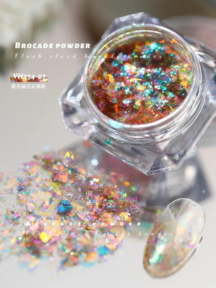 1box Nail Art Glitter Stars Aurora Opal Sequins Nail Rhinestones Gradient Polarized Watercolor Magic Nail Decoration Kit