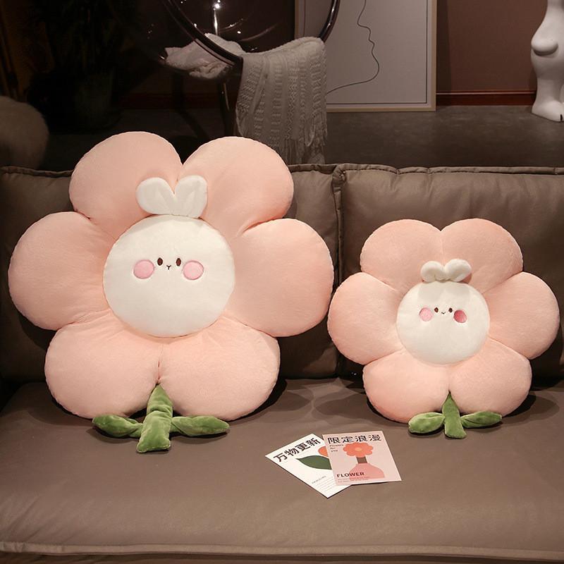 Adorable Pink Rabbit Flower Plush Pillow Soft Toy For Office Seat Cushion And Tatami Mat