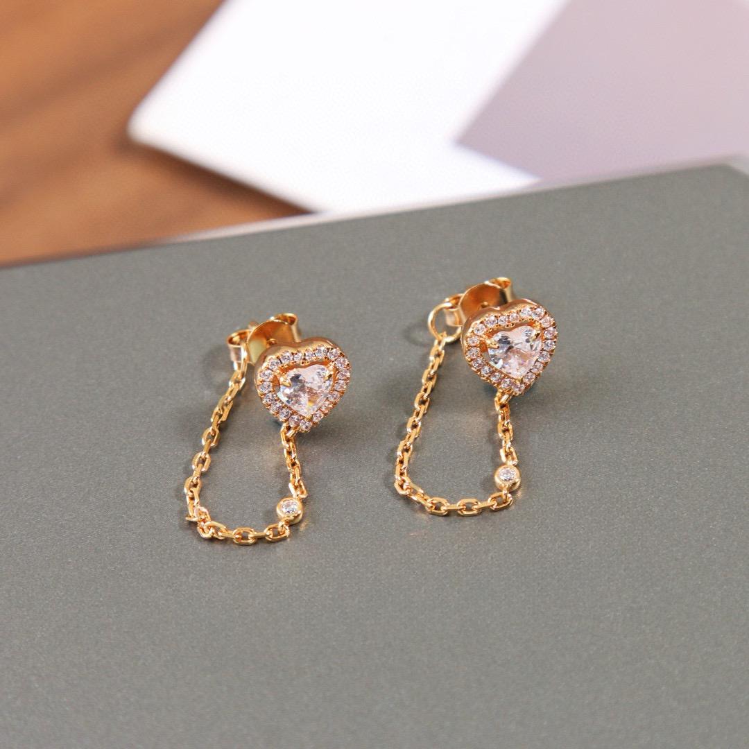 

Hot Brand Vintage Earrings for Women Luxury Jewelry Fashion Heart Diamond Designer Eardrop Pure 925 Sliver Party Stud Earrings розового золота