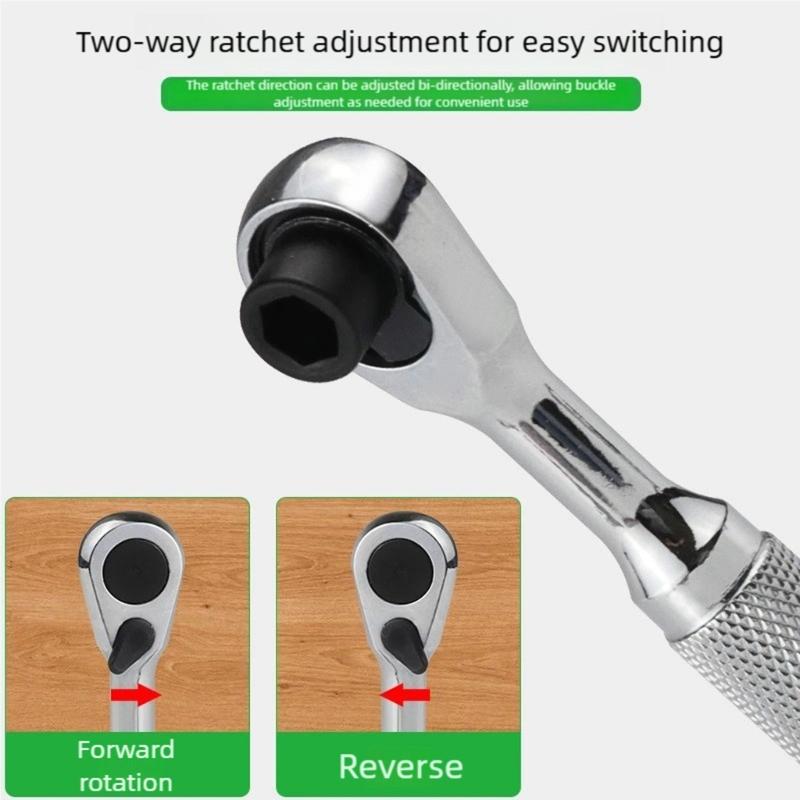 72 Tooth Reversible Ratcheting Wrench Ratcheting Tool for Tight Space Automotive Repair Home Improvement Quick Socket