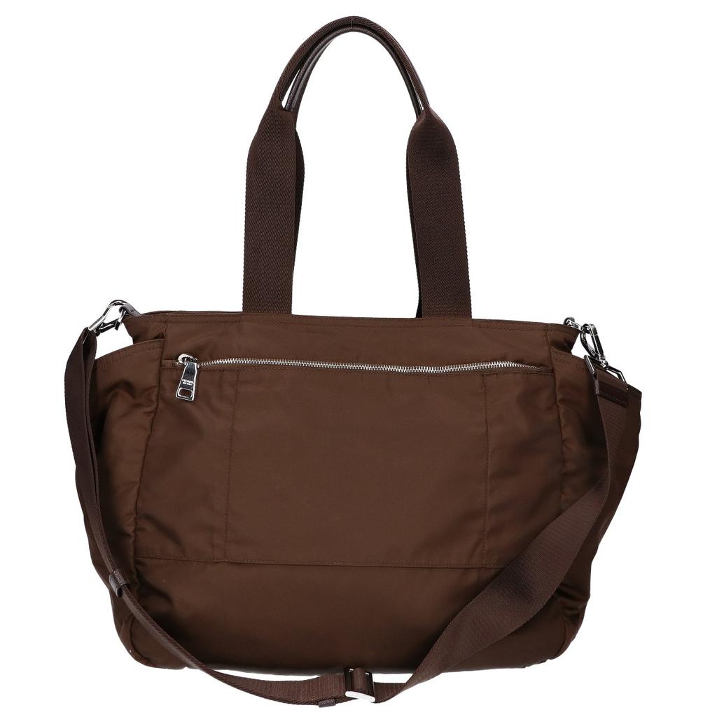 PRADA Excellent condition 1BG102 Re-Nylon x Leather Baby Bag/Mother's Bag Shoulder bag BrownUsed