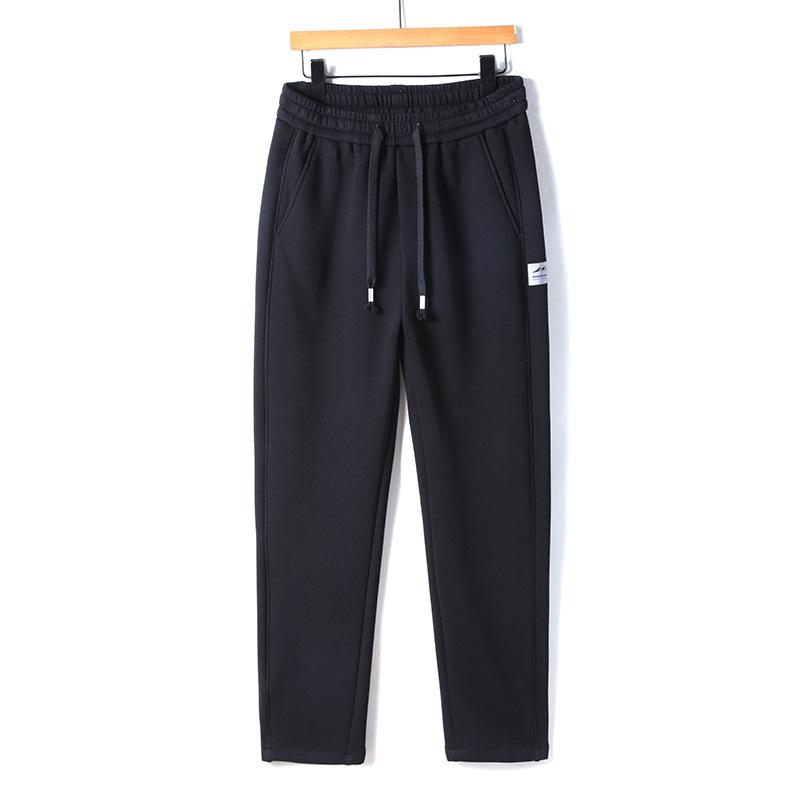 

Повседневные брюки Подростковые мужские свободные прямые брюки Зимние новые утолщенные брюки до пола Брюки 4XL чёрный