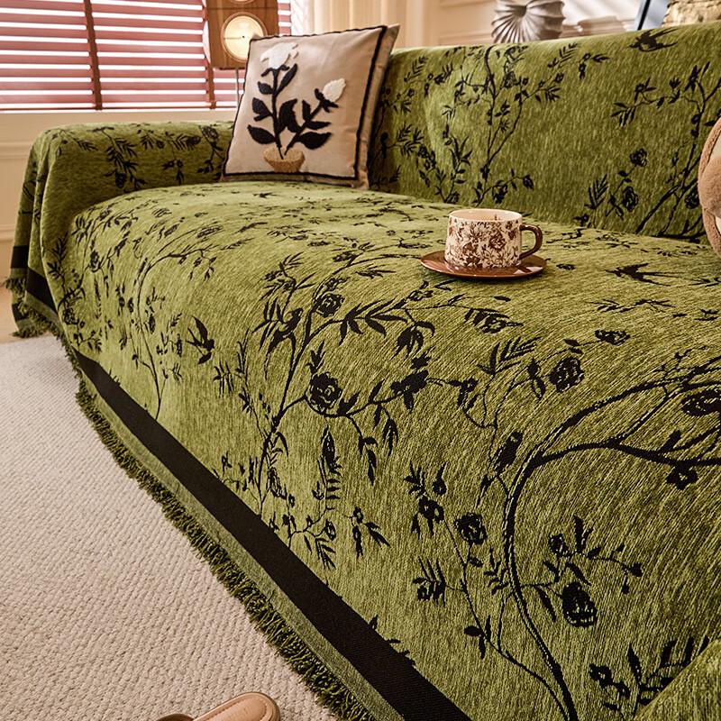 French Vintage Chenille Sofa Throw