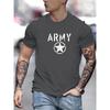 Men's summer 100 cotton fashionable casual loose sports ARMY and five pointed star printed round neck short sleeved T-shirt top