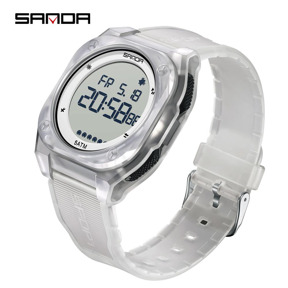 SANDA 6303 Daily Fashion Men's Digital Watch TPU Strap ABS Case Waterproof Casual Sporty Male Multifunction Timepiece Clock Gift