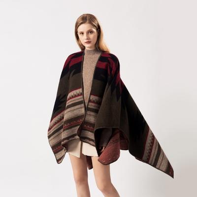 Women's Autumn and Winter Extended Fashion Scarf Shawl Dual-purpose Travel Camping Warm Double-sided Imitation Cashmere Cape