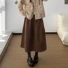Women's Woolen Patchwork A-line High-waisted Skirt - Autumn/Winter, Slimming, Versatile, Mid-length Drape Design