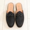 Fashion New Men's Black Bow Tie Half Slippers Shoes Male Casual Pu Leather Mules Moccasins Breathable Loafers Zapatos Hombre