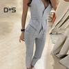 2Pcs/Set Formal Women Summer Outfit OL Style Chic Pure Color Lady Jacket Pants