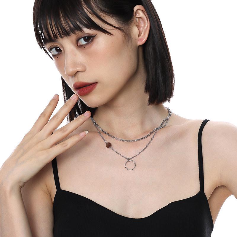 Double Layer Titanium Clavicle Chain Necklace: Non-Fading, High-End Accessory for Women