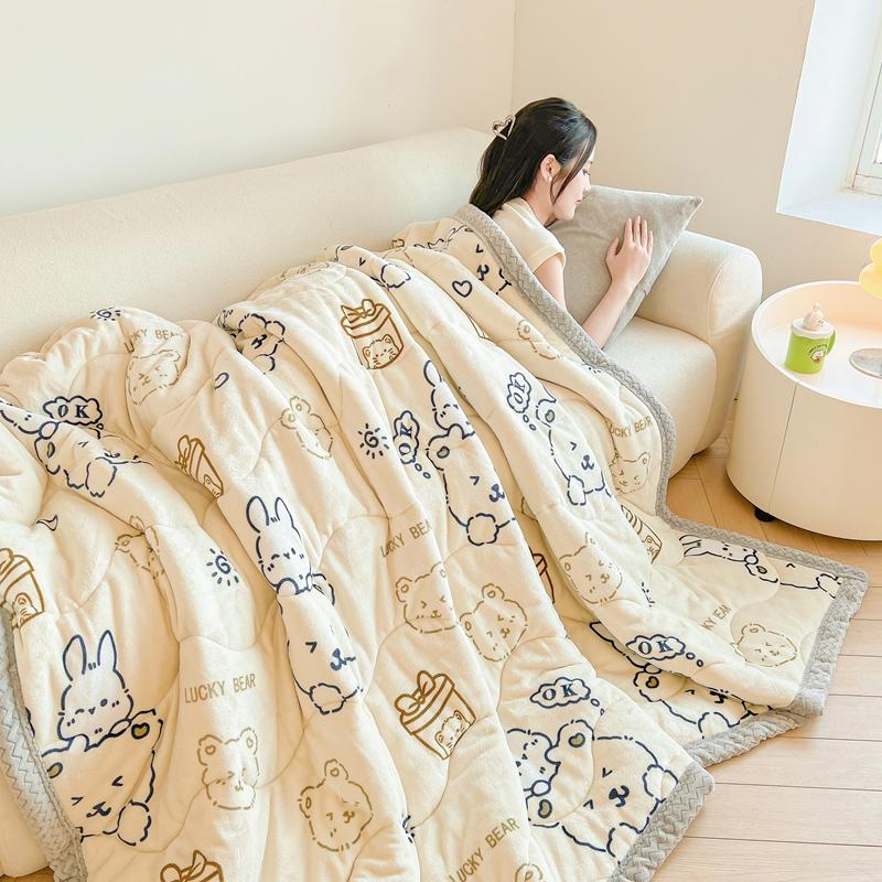 Miange Milk Velvet Beibei Velvet Multi functional Three layer Thick Blanket