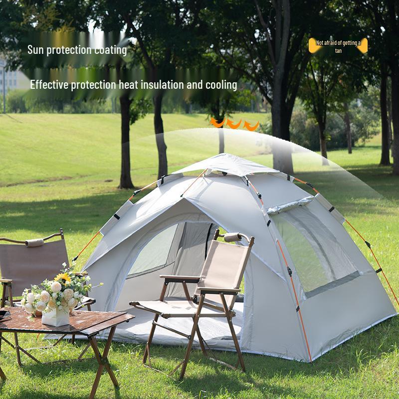 Automatic Outdoor Folding Camping Tent with Silver Coating - Rainproof and Durable