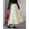 Pleated Tassel Mesh A-Line Long Skirt