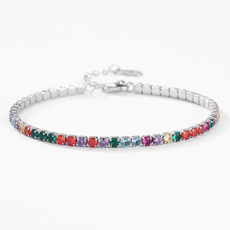 Fashion S925 Sterling Silver Rainbow Cubic