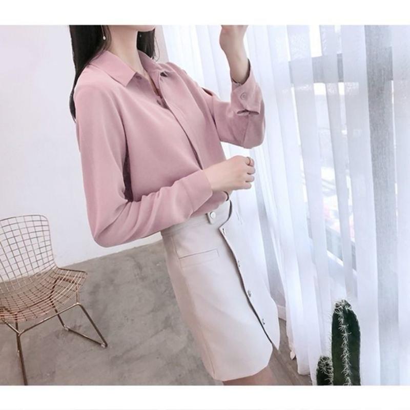 Elegant Fashion Turn-down Collar Button Thin Blouses Spring Autumn Patchwork Color Women's Clothing Slim Open Stitch Shirts
