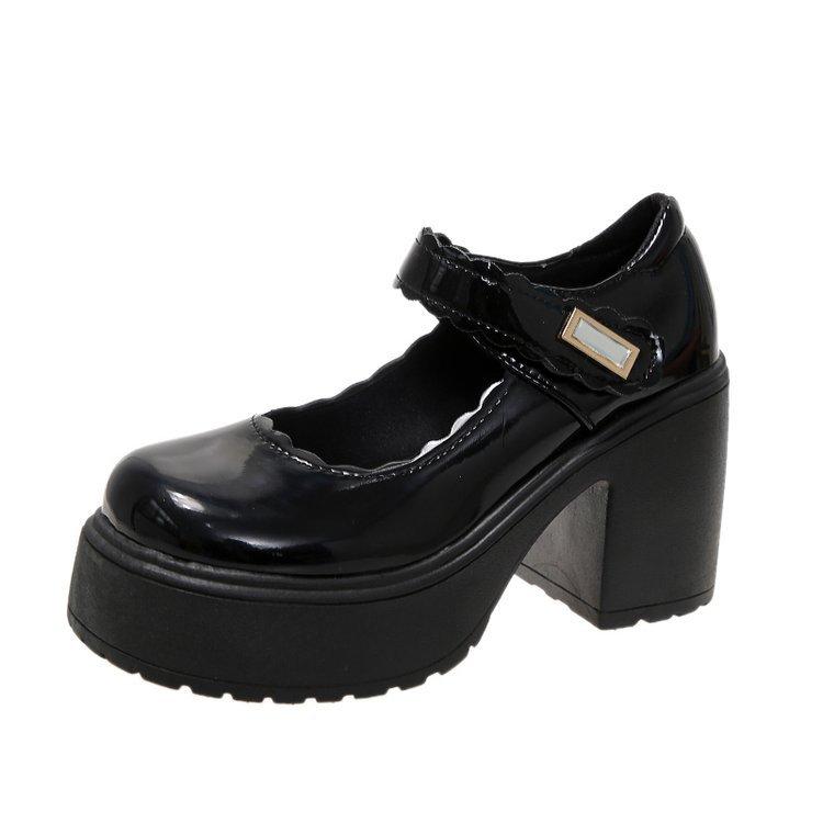 High-heeled Mary Jane Shoes Spring and Autumn New Retro Japanese Light Mouth Thick Heel Platform Small Leather Shoes