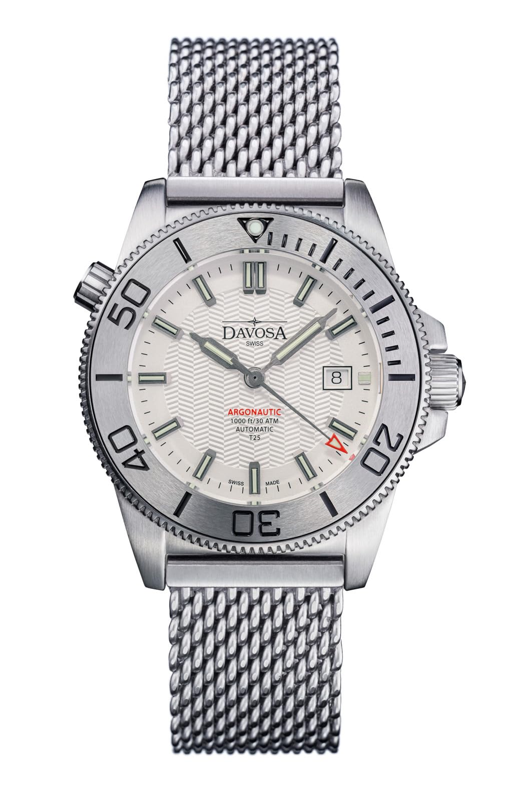 

Mechanical Automatic Watch 30 ATM Water Resistant Argonautic Lumis Swiss Made Silver [Davosa] 161.529.11 Men s білий