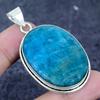 Neon Blue Apatite Gemstone 925 Sterling Silver Jewelry Pendant 2.29"
