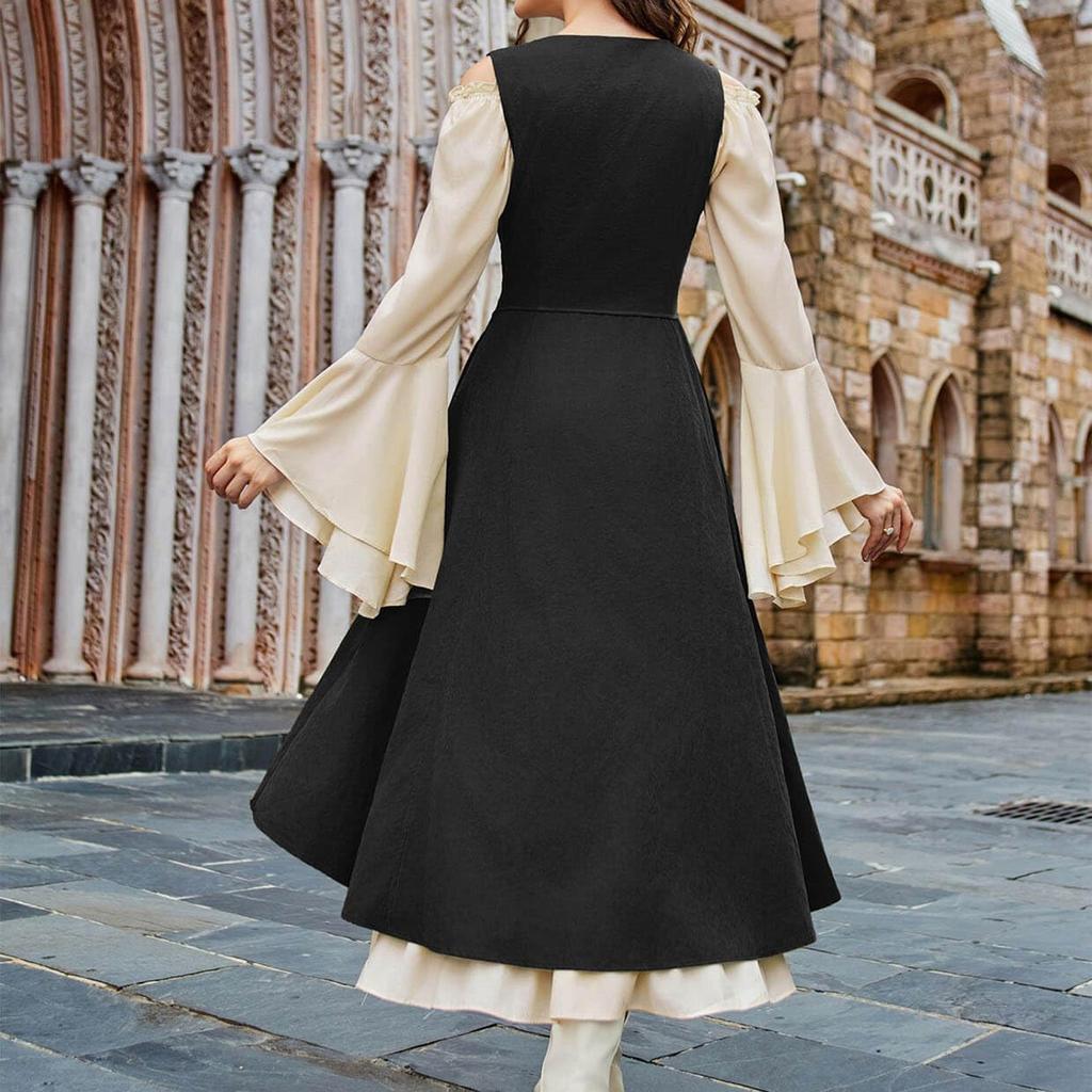 Women's Long Sleeve Dress Fall Casual T Shirt Loose Fit Pleated Front Dresses With Pockets