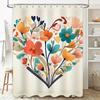 Colorful Heart-Shaped Floral Print Shower Curtain For Bathroom Decor