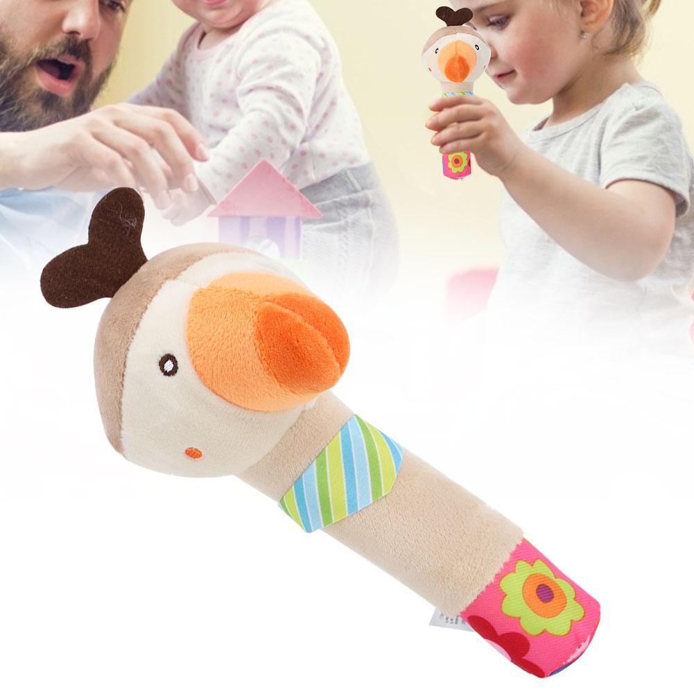 Niedliches Plüsch Cartoon Tier Baby Rassel Handglocken Kuscheltier für Kinder BabyParrot