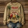 Damen Weihnachtsdruck Pullover mit langem Ärmel und Rundhalsausschnitt