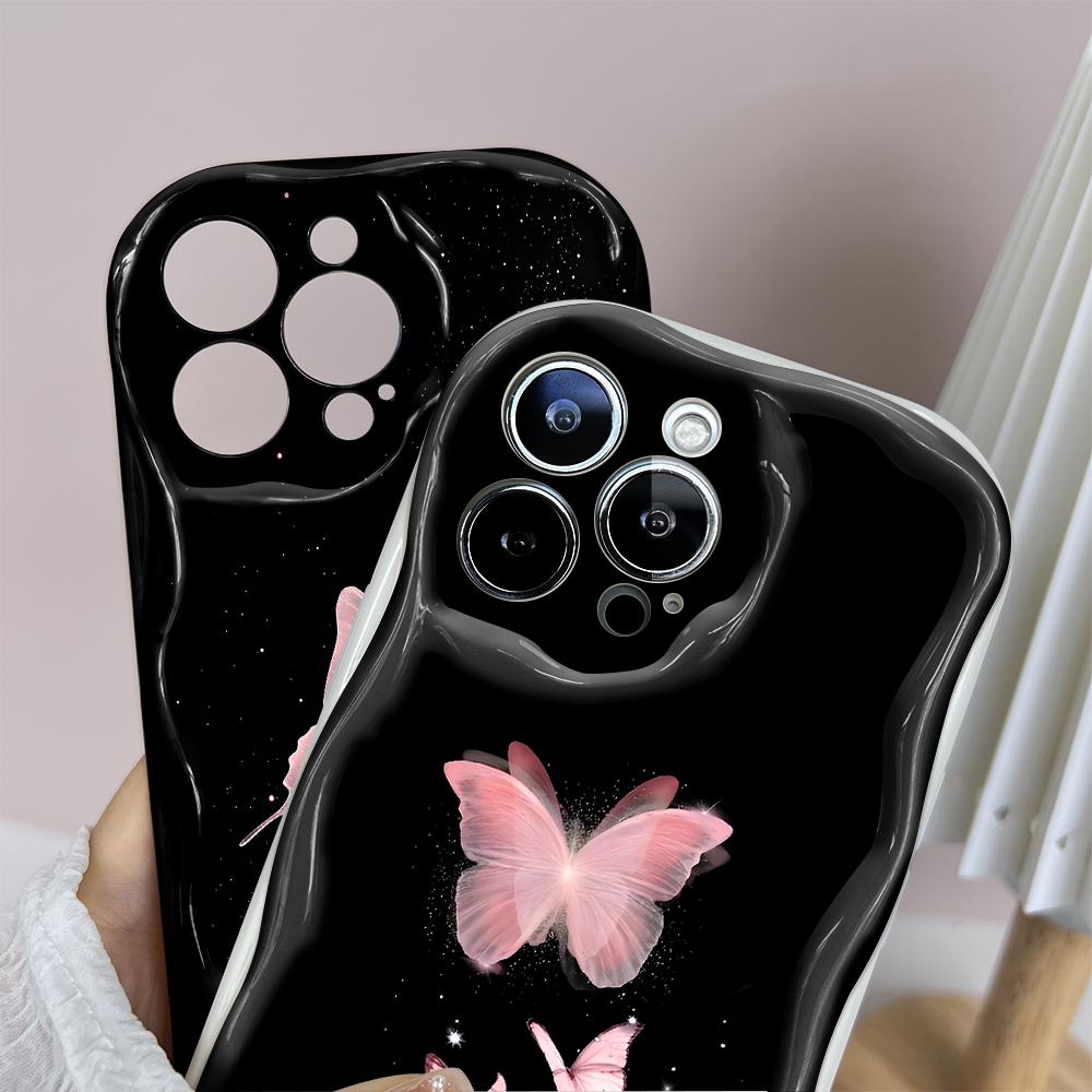 Model de desene animate Carcasă cu textura cremă Marginea ondulată Husă din silicon moale Husă pentru telefon pentru iPhone Samsung Huawei Honor Xiaomi Redmi Infinix Tecno