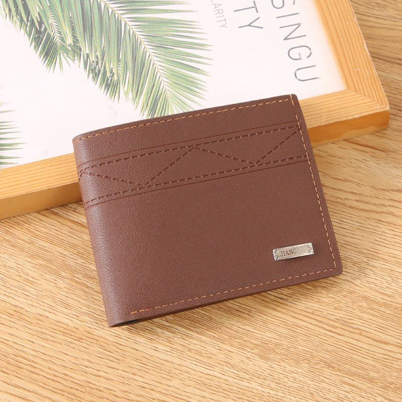 

New men s wallet, short wallet, change, green fashion embossed horizontal soft wallet, large capacity and multi-card space коричневий