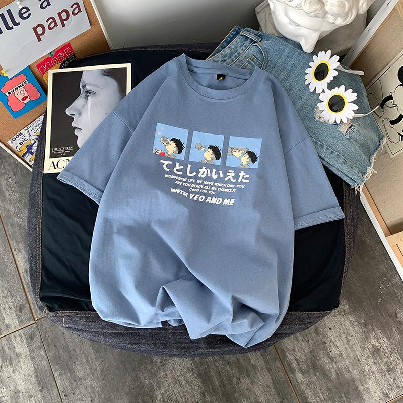 Cartoon Casual Loose Short-sleeved T-shirt for Women In Summer Couples Bottoming Shirt for Women Large Size Top for Women