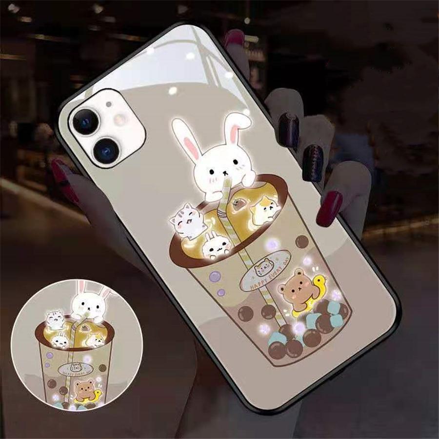 

Luminous Tempered Glass Case for iPhone, Couple Cover, Call Light, Cute, Fit for iPhone 14 Plus, 12, 15 Pro Max, 7, 8, X, XR, XS iPhone 14 Pro