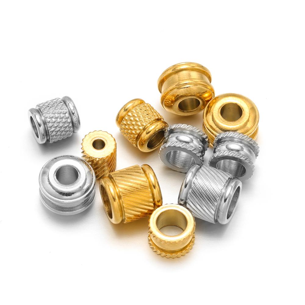 20Pcs Stainless Steel Gold Color Cylinder Bead Loose Spacer Beads for DIY Jewelry Beaded Necklace Supplies Bracelets Accessories