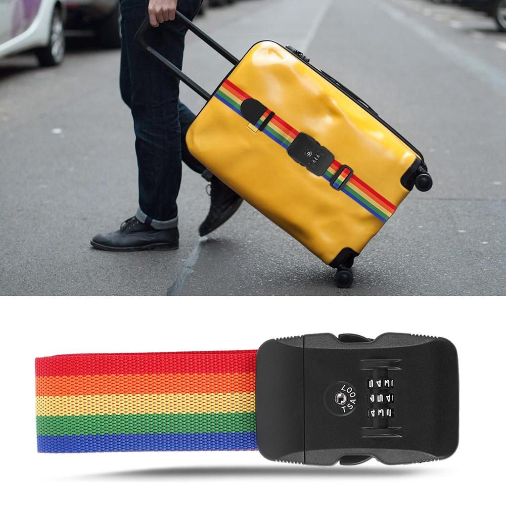 רצועת מזוודה רצועות צולבות חגורת מזוודה לנסיעות מנעול קומבינציה TSA (צבעוני)