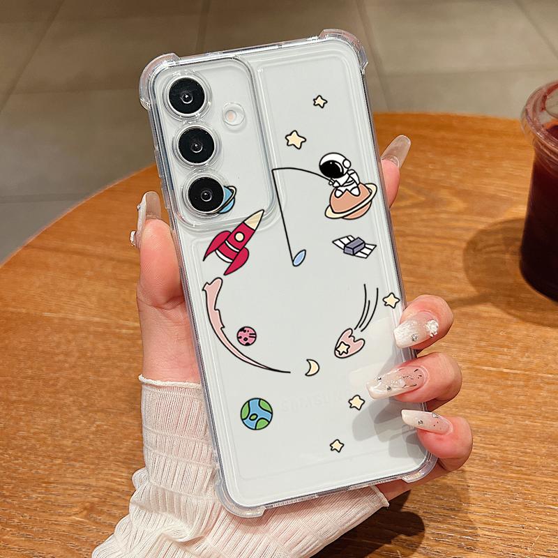 

Cartoon Astronaut Print Phone Case For Samsung Galaxy A57 A37 A17 A56 A16 A55 A36 A26 A15 A35 A54 A53 Clear Shockproof TPU Cover Galaxy A14