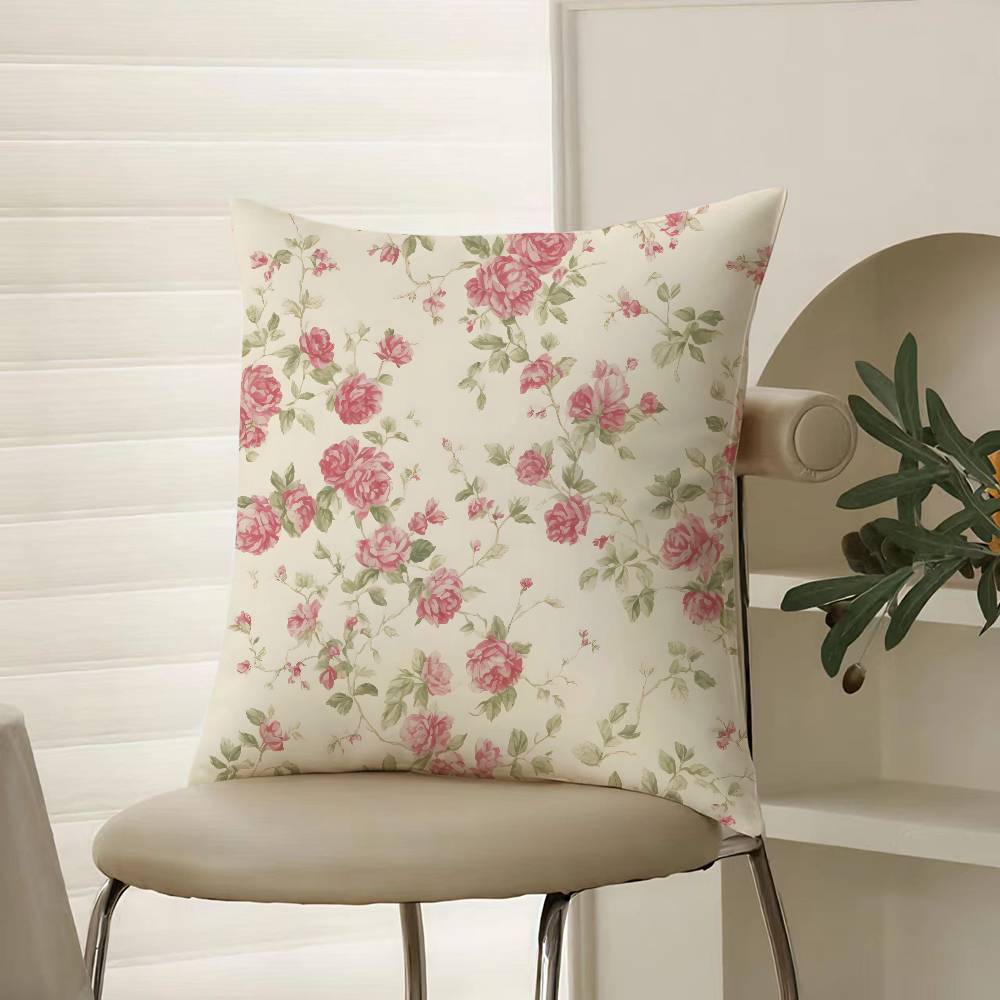 Frische Blumen und frischer Familienstil Kissenbezug Komfort Sofabett Seidig elegant Unsichtbarer Reißverschluss Dekorative Kissenhülle