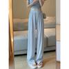 Ice Silk Acetate Wide-leg Pants for Women In Summer Thin Versatile Casual Floor Pants High Waist Droop Loose Pants for Women