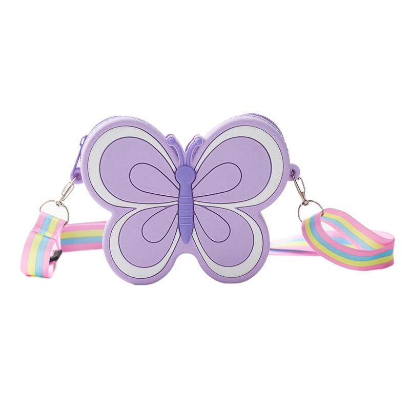 Lovely Children'S Silicone Shoulder Bags Cute Butterfly Shape Baby Girls Crossbody Bag Candy Color Kids Small Coin Purse