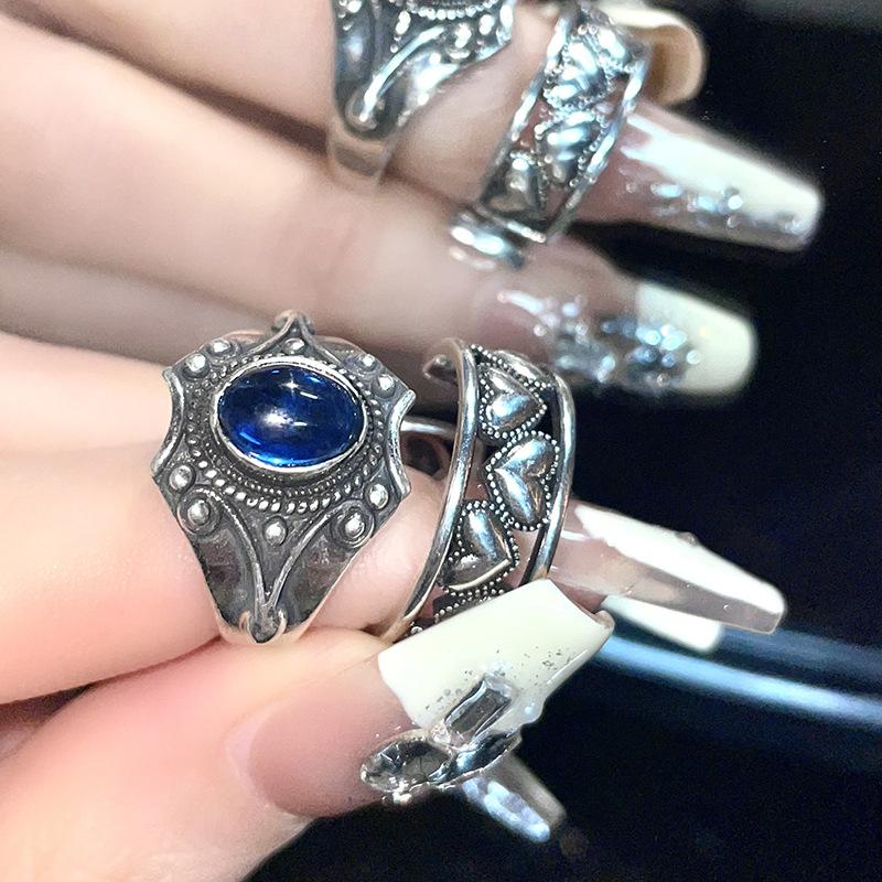 Nepalese Gemstone Open Ring, Personalized Love, Retro Trendy Cool Niche Design, Retro Index Finger Ring, Stacking And Wearing Rings