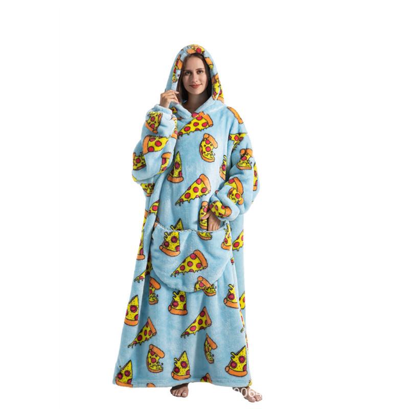 Oversized Wearale Blanket Hoodie Flannel Sherpa Fleece Warm Soft Winter Hoodie Sweatshirt for Adults Snuggle