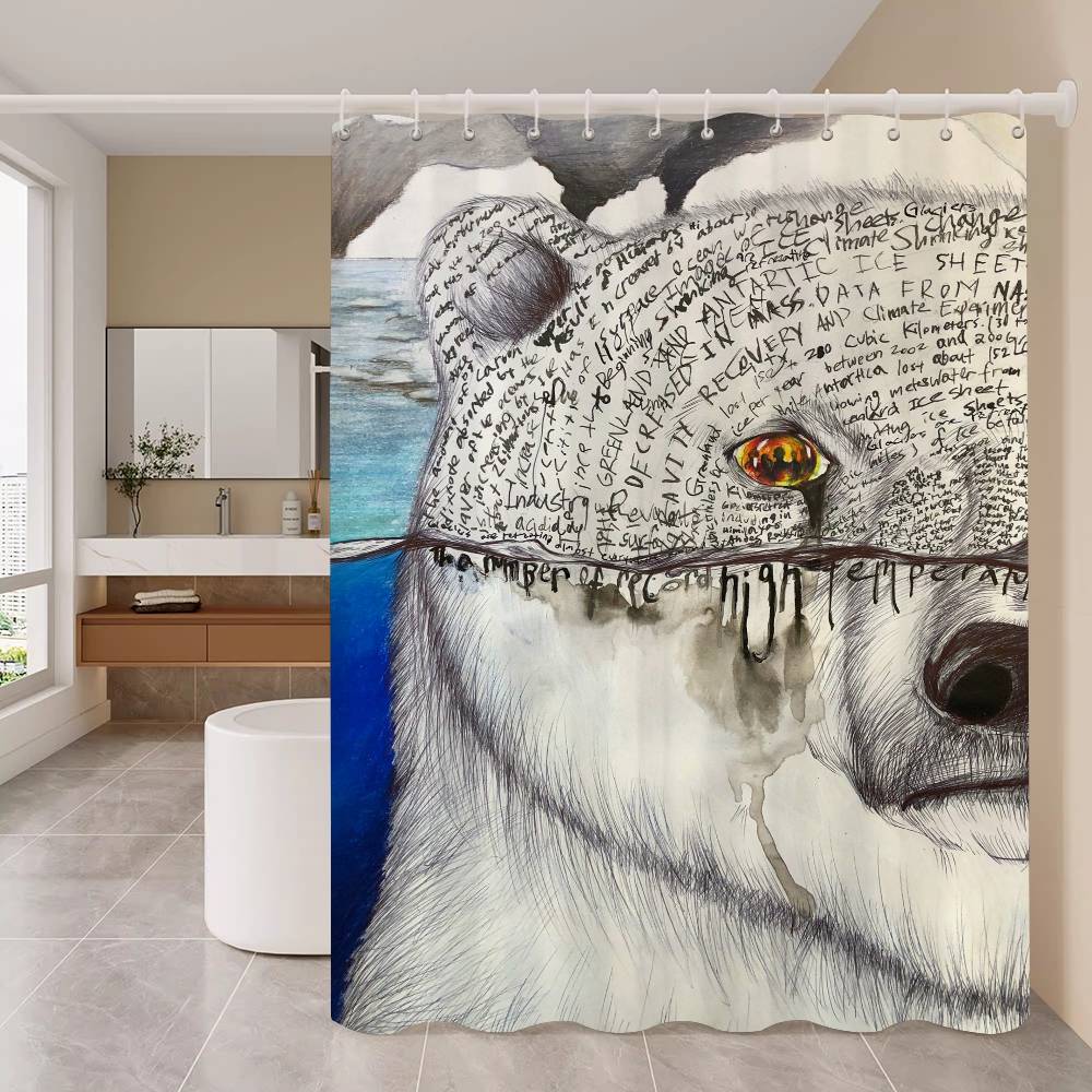 

Climate Change & Global Warming Modern Simple Shower Curtain Bathroom Decorative Polyster Shower Curtain With Hook 90x180 cm