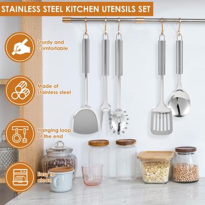 10/12 Cooking Utensil Set Stainless Steel Spatula and Spoon Cooking Utensils Hanging Loop Design Easy To Store and Organize