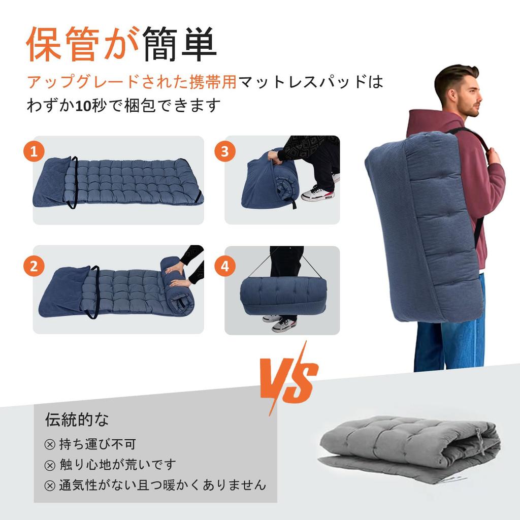 ATORPOK Simple Bed Cot Foldable Folding Bed Cot Outdoor Bed with Storage Bag (Blue)