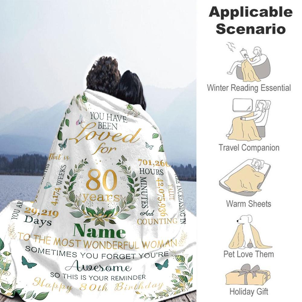 Birthday Customize Your Name Blanket Multi-purpose Personalized Blanket Durable Comfort Suitable for Sofa Couch Nap Bedding Four Seasons Universal