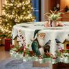 Christmas Table Cloth, European Retro Christmas Tablecloth, Santa Elk Print Waterproof Household Coffee Table Cloth