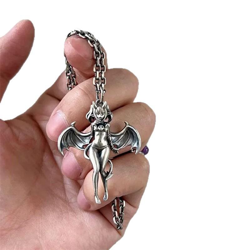 Trendy Silver Angel Character Necklace Durable Zinc Alloy Casual Decoration Use