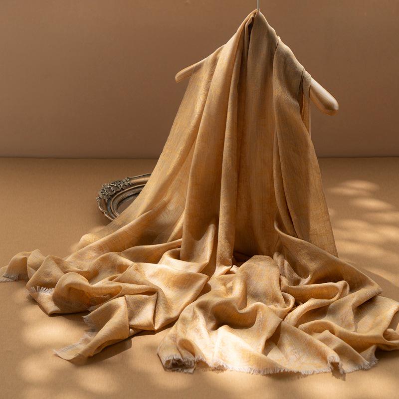 

2025 Ультратонкий шарф из чистого кашемира с жаккардовым узором «Цветы» и расширенная шаль 200-Count