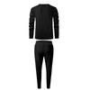 Men's Solid Color Round Neck Three Breasted Casual Sports Long Sleeved Trousers Suit