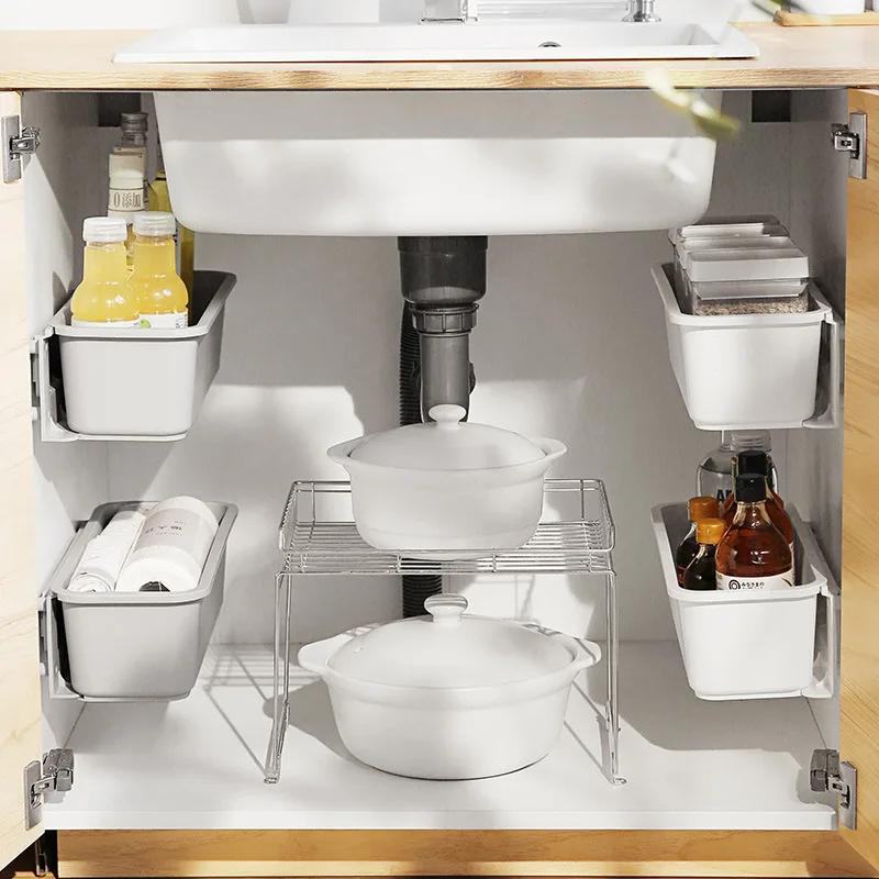 1PC Kitchen Storage Rack Drawer Organizer Under Sink Bathroom Stand Wall-mounted Storage Shelf Space Saver Closet Boxes