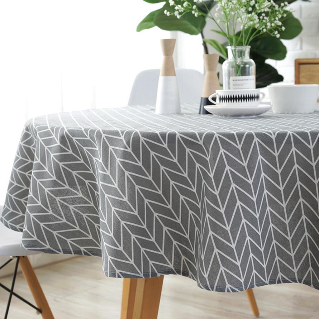 Round Tablecloth 47/59/39 Inch Linen Dining Room Table Cover Washable Table Cloth Decorative Table Cover for Indoor and Outdoor