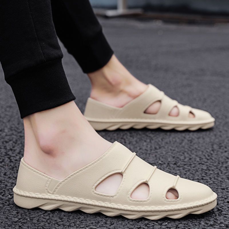 Herren Sommer Outdoor Geschlossene Zehen Hohl Rutschfest Lässige Clog Sandalen Fahren Dual-Purpose Strandschuhe